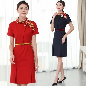 Asian Uniform Stewardess Dress Female Professional Robe Beauty Salon Hotel Etikett Försäljningsavdelning Arbetskläder anpassade