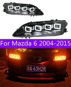 マツダの車のヘッドライト6 20 04-20 15 Mazda6 LEDランプヘッドライトDRLデュアルビームレンズエンジェルアイフロントライト