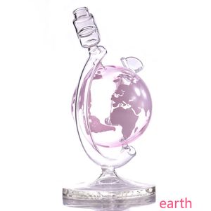 Erdförmige Glasbong, Wasserpfeifen im Globus-Stil, 7,3 Zoll, Recycler-Bubbler mit Glaskopf