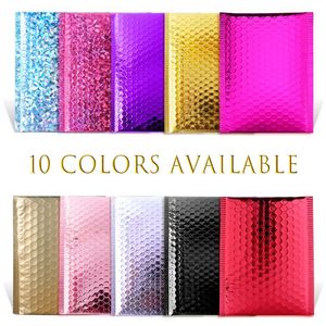 Gift Wrap 10 Colors 10PCS/Pack 6x9 Inch Aluminum Foil Bubble Mailer Metallic Packaging Courier Bag Padded Envelope Bags