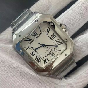 손목 시계 새 정사각형 시계 40mm stainls 강철 기계식 시계 케이스 및 팔찌 패션 남성 시계 빛의 손목 시계