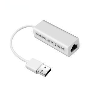 White USB 2.0 إلى RJ45 Fast LAN Ethernet 10/100Mbps Adapter لشبكة الكمبيوتر