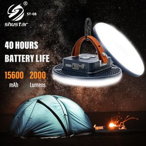 60W LED Camping Light with 15600mAh Battery Fishing Portable Lantern Flashlight with Magnet Tent Lights High Power Work Lamp