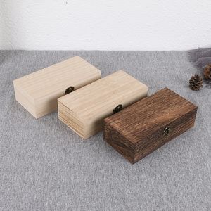 Retro smycken Box Organizer Desktop Natural Wood Clamshell Storage Case Home Decoration Handgjorda trä presentförpackningar LX4905