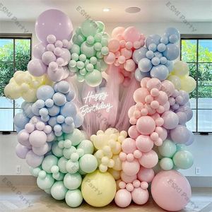 8ft24ft fördubblat Macaron Blue Green Maca Pink Yellow Garland Arch Kit Balloon Birthday Party Baby Shower Wedding Decoration 220524