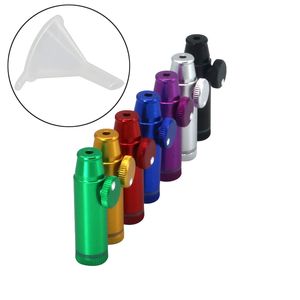 Colorful Smoking Aluminium Herb Tobacco Spice Miller Snuff Mouthpiece Snorter Sniffer Filter Seal Stash Bottle Bullet Shape With Filling Funnel Cigarette Holder