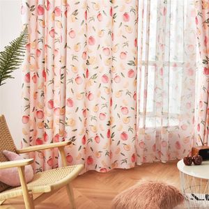 Perde Drapes Nordic Meyveler Kız Çocuklar İçin Pembe Sevimli Perdeler Oturma Odası Yatak Odası Stil Pencere Çalışması Yarım gölgeleme