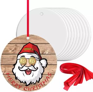 Christmas Sublimation tile ornament pendant hanging decoration 3 inch round coating christmas decoration for diy lovers