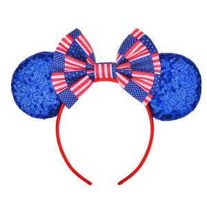 Bow Sequin fabric flag American Independence Day mouse party Carnival hair hoop July 4th Celebration Costume Headband