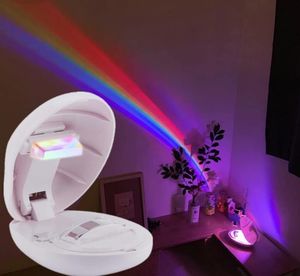 Luci al neon Rainbow Proiettore Arte Arcobaleno Arcobaleno Decorazione per feste Light Portable Night Light con 3 modalità per sala da parete interna