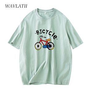 Wavlatii Women Summer Tees Tops Lady 100% Cotton Classic Print T-shirty WT2157-1 220511