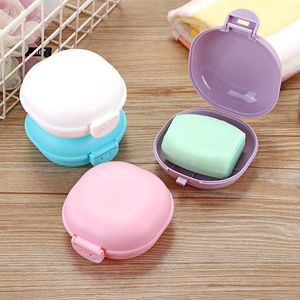 Macaron Color Bathroom Soap Case Dish Home Shower Travel Hiking Soap Holder Container PP Portable Soap Box with Lid Seal