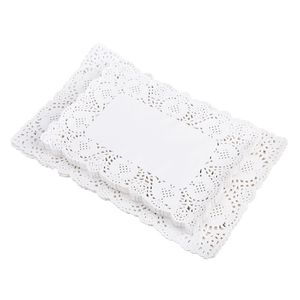 Doilies de papel retangular Placemats para sobremesas para sobremesas para bolo de renda Decoração da mesa de casamento KDJK2205