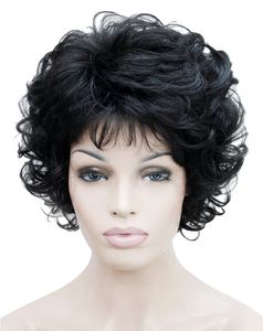 Fashion Short Curly High temperature Fiber Hair wig for old Women