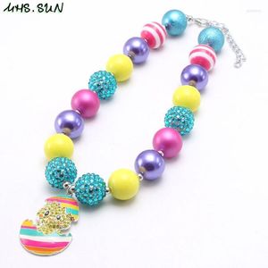 Chokers MHS.SUN Kids Beads Necklace Child Girls Chunky With Cute Crystal Easter Egg Pendant Baby Party Jewelry 1Pcs/lotChokers Godl22