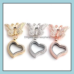 Lockets halsband h￤ngsmycken smycken toppklass Bow flytande sk￥p transparent glasramar charms minnes broscher stift diy grossist drop d