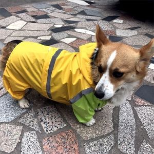 Welsh Corgi Dog Raincoat Waterproof Clothing Jumpsuit Bulldog Alaskan Malamute Stora stora hundkläder Kostym Outftit Dropship 201015