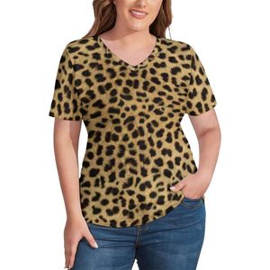 Women039s Plus Size Tshirt Cheetah Print Tshirts Animal Skin Brown V Neck Street Fashion T Shirt Short Sleeve Ladies Cool TSH8993945