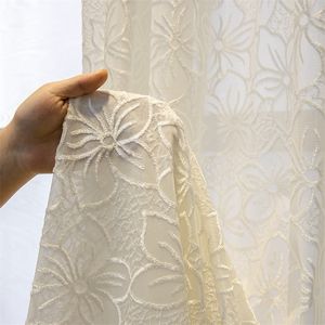 Luksusowa biała koronkowa kurtyna do salonu do sypialni haftowany jacquard tulles kurtyn okienny drapy wystrój domu 220511
