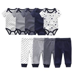 Sommar baby bodysuits bomull spädbarn kortärmad jumpsuits pojke flicka född byxor baby kläder set ropa kläder 220425