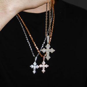 Pendant Necklaces Hip Hop Claw Setting CZ Stone Bling Iced Out Cross Pendants For Men Rapper Jewelry Gift Drop PendantPendant