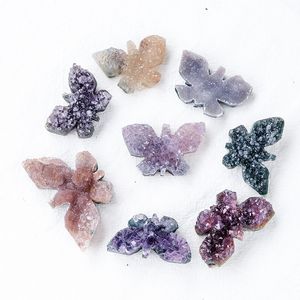 Natürlicher Amethyst-Cluster, Schmetterling, Libelle, Kunstskulptur, Farbcluster, Erzexemplar, dekoratives Tier, kreative Verzierung