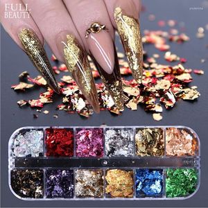 Paznokcie brokat z płatkami aluminiowe cekiny proszek nieregularny lustro chromowany pigment paillette manicure dekoracje 8g 1pcs Prud22