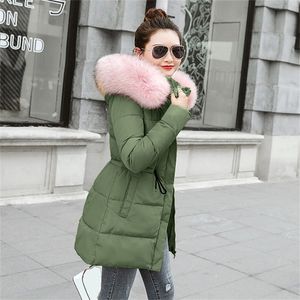 moda Slim Fit Long Parka Warm Down Jackets zimowe ubrania z kapturem kurtka damska płaszcz 201214