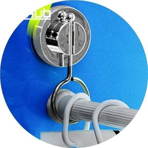 Vacuum Suction Cup Bathroom Rack Shower Curtain Rod Hanging Ring DEHUB Rods Stand Srong Cornices Hanging Ring--Silver T200601