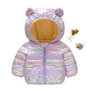 Baby Mädchen Jacke Winter Glänzende Leichte Jacken Jungen Oberbekleidung Für Kinder Daunen Baumwolle Jacke Frühling Kleinkind Kinder Hoodie 1-5 Y J220718