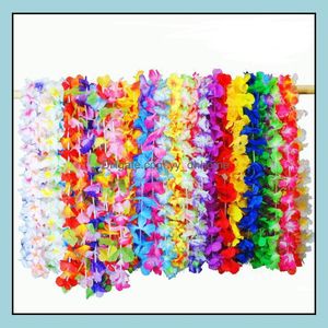 Decorative Flowers Wreaths Festive Party Supplies Home Garden Fashion Silk Hawaiian Flower Lei Garland Hawaii Dhyqg