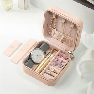 Mini Jewelry Organizer Watch Display Travel Jewelry Case Boxes Gift Travel Portable Jewelry Box Leather Storage Oorringhouder 220805