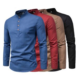 Men's TShirts Autumn Winter Long Sleeve Men t Oversized Stand Collar Business Blouses Soild Casual Work Top Male Brand Clothes 230206