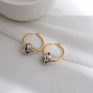 Hoop & Huggie Trendy 2022 Gold Silver Color Twist Ball Earring Korean Unique Design Metal Circle Round Geometric For WomenHoop