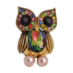 Vintage Pearl Owl Brooches Pins For Men Women Elegant Rhinestone Brooch Mental Clothing Coat Jewelry Accessories