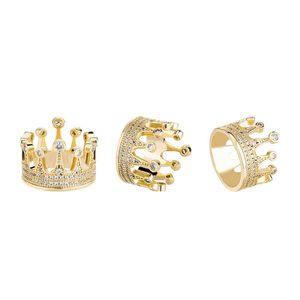 Iced Crown Rings High Quality Micro Pave AAA Cubic Zirconia Ring Bröllop Band Engagement Bridal Smycken