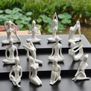 Oggetti decorativi Figurine Creativo Arte astratta Ceramica Yoga Pose Sculture Artigianato Lady Figura Studio Ufficio Decorazioni per la casa Ornamento