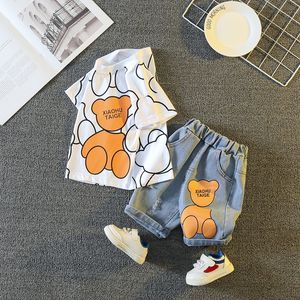 아동 의류 유아 소년 의류 세트 어린이 여름 만화 어린이 스케치 탑 반바지 infantil baby suit 0-5years