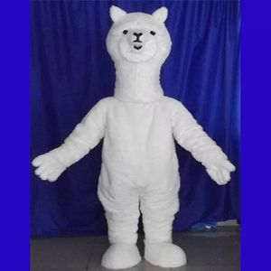 White Plush Alpaca Mascot Costumes Christmas Fancy Party Dress Cartoon Character Outfit Suit Adults Size Carnival Easter Advertising Theme Clothing