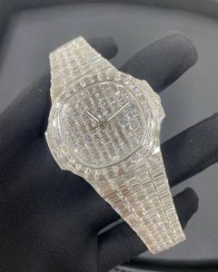 2023d24 Роскошные мужские часы 4130 Движений для мужчин 3255 Montre de Luxe Watch Mosang Stone Iced Moissanite Diamond Watchs Меш