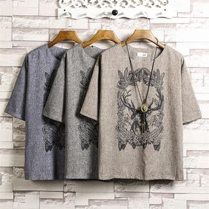 Camiseta de manga curta Men 2020 Summer Tshirt Top Linen Teesbrand Fashion Roupos Plus Tamanho M 4xl 5xl o Neck LJ200827