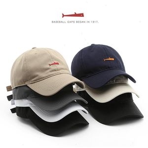 Berretto da baseball alla moda per uomo e donna Cappelli retrò per papà Visiere estive per esterni Ricamo pesce snapback unisex