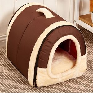 Picturer7 Pet Bed House Cozy 2in1 House 및 Sofa Nonslip Dog Cat Igloo 침대 3Size Y200330