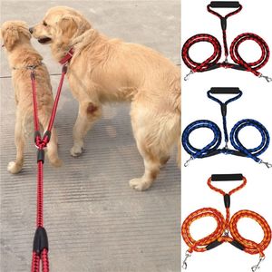 Transer Training Traction Rope Rope Leash Double Dog Wirded Tangle Dual Dual Nylon Acpler for two Dog LJ201111