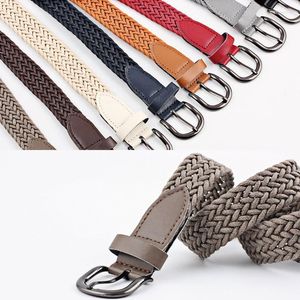 Belts 103cm Women Stretch Twist Woven Belt Wax Rope Braided Waistband Fashion Casual Female For Jeans Dress Metal Buckle BeltsBelts Emel22