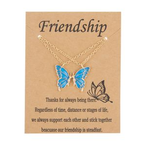Wholesale cute friendship necklaces for 2 for sale - Group buy 5 Colors Fashion Women Necklace Korea Style New Butterfly Pendant Necklace Cute Lovely Sisters Friendship Jewelry with Gift Card For Girls in