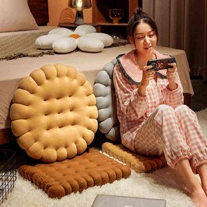 Colors Cookies Plush Seat Cushion Square Shaped Snack Food Ornamental For Winter Children GrowUps Chair Sit J220704