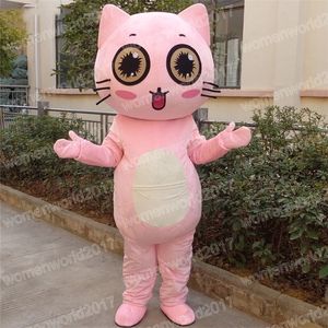Halloween Pink Cat Mascot Costume Top Quality Cartoon Character Outfits Passar Carnival Adults Birthday Party Fancy Outfit unisex klänningsdräkt
