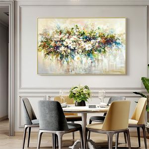 Målningar abstrakt duk målning handmålade palett kniv blommor olja för moderna heminredning blommiga bilder väggkonst unframed