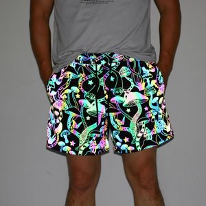 Мужские шорты мужская голографическая бег с отражающей радужной радугой 